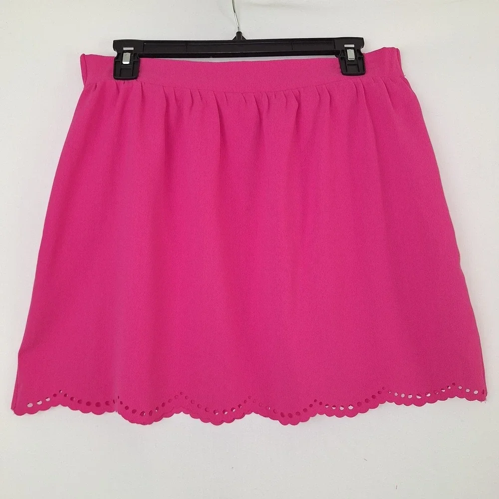 Preppy Coconut Girl Summer Barbiecore Scalloped Hem Everly M Hot Pink Mini Skirt